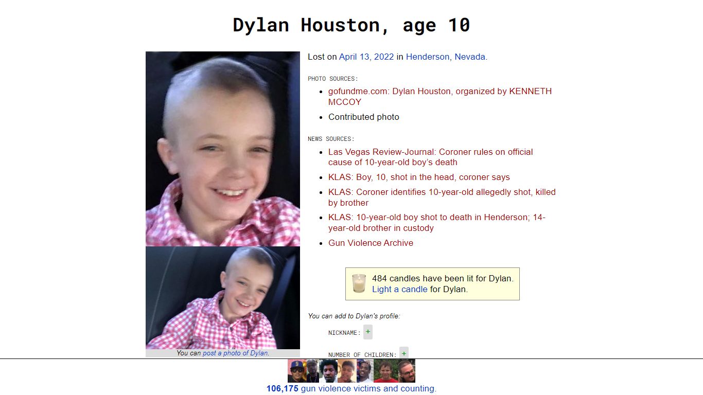 Dylan Houston, age 10