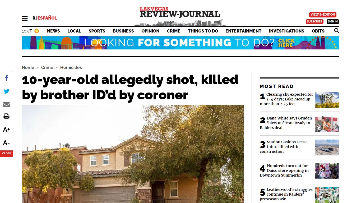 10-year-old allegedly shot, killed by brother identified | Las Vegas ...